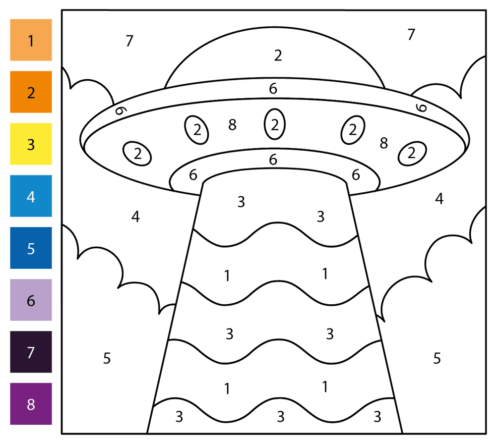 Ufo Color By Number Coloring Page Md Coloring Page — Free Printable — free printable coloring page